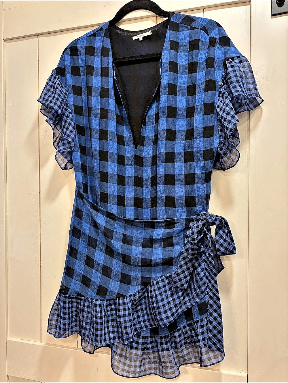 Tularosa Jenny Dress Blue & Black Checkered Mini Dress Medium